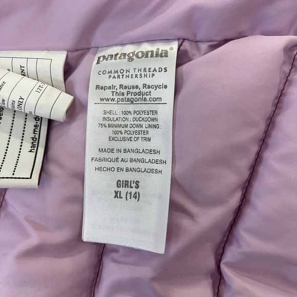 Patagonia Quilted Jacket purple girls XL - Picture 9 of 9